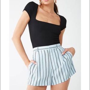 *NWT* Forever21 Blue Striped High-Waist Shorts (M)